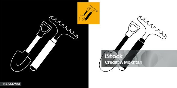 istock Gardening tools icon. 1472332481