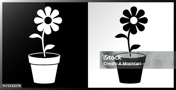 istock Flower in vase icon. 1472333278