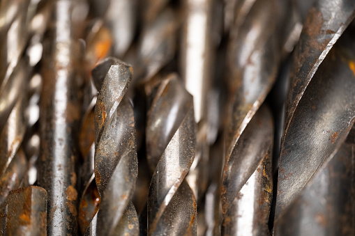 Close-up of old drill bits