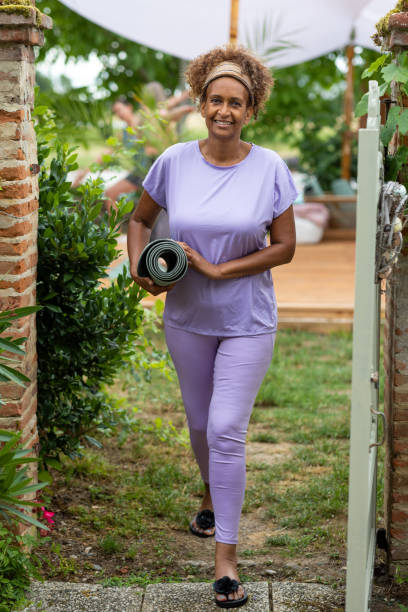 ready for the yoga session - france holiday villa built structure vertical imagens e fotografias de stock