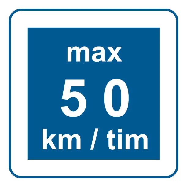 Vector illustration of Traffic signs. Road signs. Instruction road signs. Recommended to slow down 50 km.