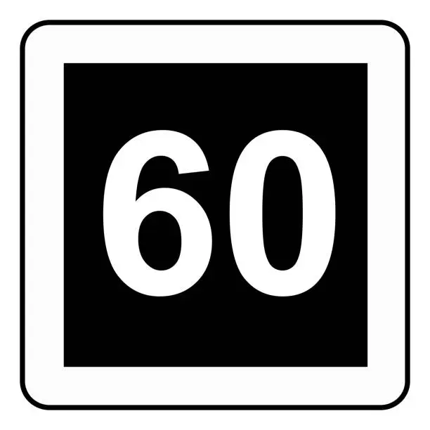 Vector illustration of Traffic signs. Road signs. Instruction road signs. Recommended maximum speed 60 km.