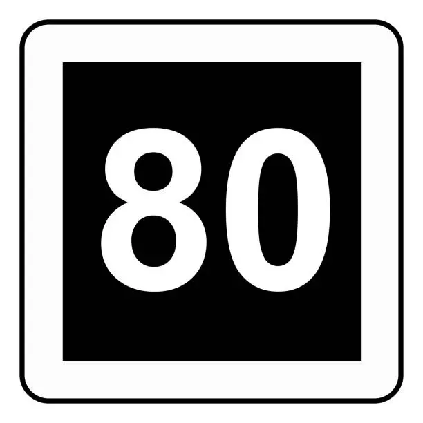 Vector illustration of Traffic signs. Road signs. Instruction road signs. Recommended maximum speed 80 km.