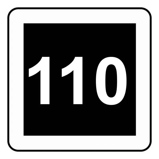 Vector illustration of Traffic signs. Road signs. Instruction road signs. Recommended maximum speed 110 km.