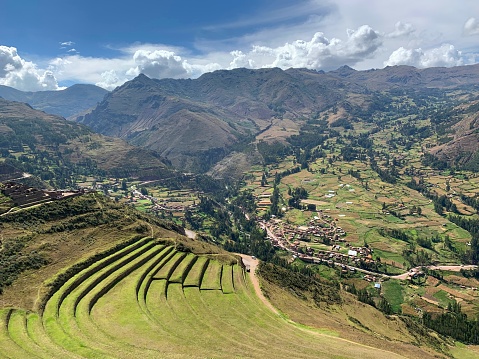 Peru Sacred Valley Urubamba in Andes mountains amazing landscape.