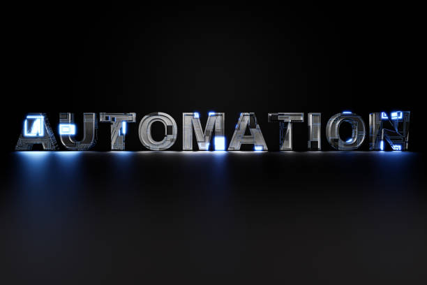 istock Sci-Fi metal Automation text 3D illustration on black 1472343109