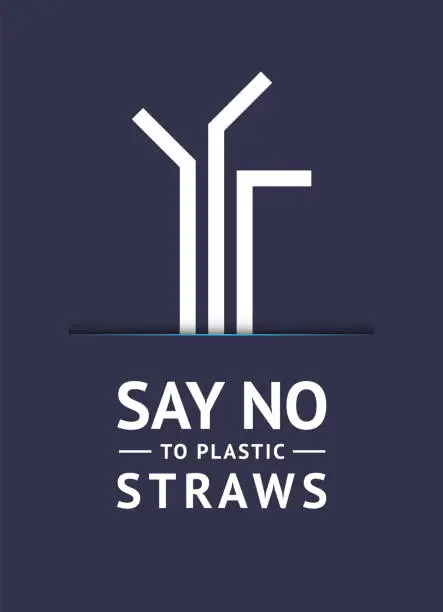 Vector illustration of Say no to plastic straws, trendy ecological sticker for print, vector illustration 10eps.