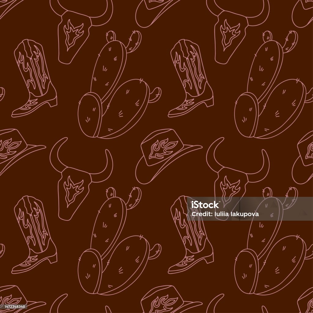 Western Shape Pattern Vector Cowboy Western Vector Seamless Pattern Stock Illustration - Download ...