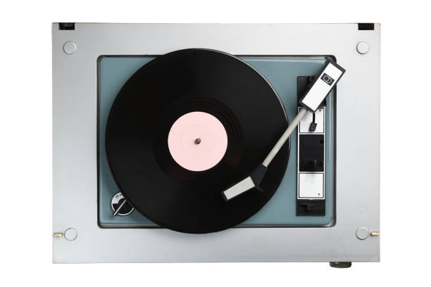 istock Vintage turntable with radio tuner isolated on white background 1472355554