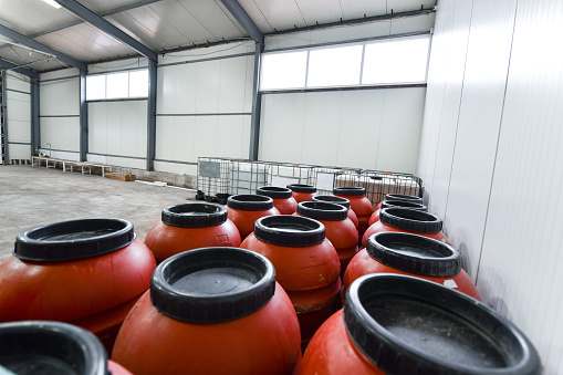 Many Barrels Ready For Further Use In Food Processing Factory