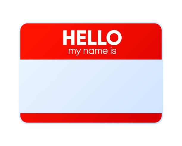 istock Name badge. Hello my name is. Badge with my name tag. Paper card for identification man. Template for registration on conference. Vector illustration. 1472357587