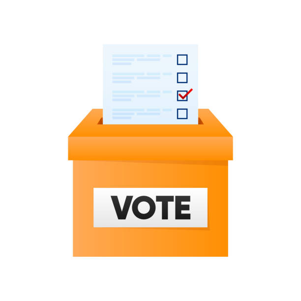 istock Voting box icon. Election voting concept. Throw the ballot into the box for collecting votes. Vector illustration. 1472358594