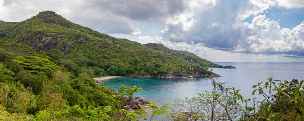 istock Panoramic view of Beach Anse Major (Mahe, Seychelles) from Point de Vue sur Anse Major 1472360443