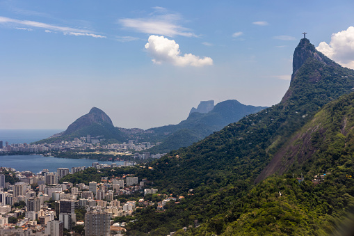 High angle view of buildings in city against sky, Rio de Janeiro, Brazil