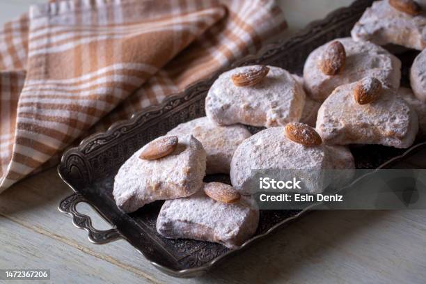 Traditional Kavala Cookies With Almond Stock Photo - Download Image Now - Baked, Biting, Breakfast
