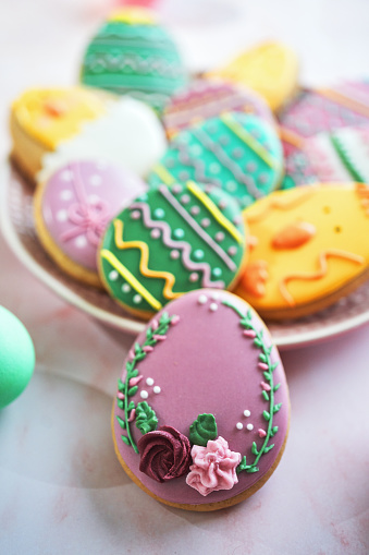 Easter Cookies with Colorful Icing