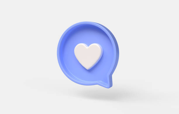 istock 3d notification heart icon on blue speech bubble.social media graphic element. illustration isolated on white background. 3d rendering 1472371115