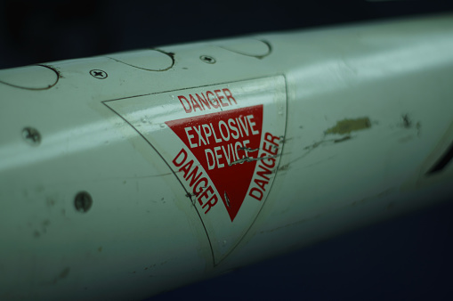 Danger Explosive Label on Aircraft Missile