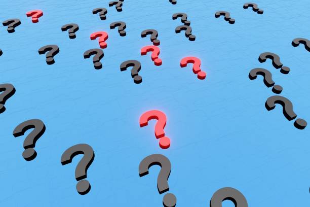 istock Question marks symbols icon blue background 3d render. Digital cyberspace questions, symbol, ask, asking, essentials, confusion thinking 1472374462