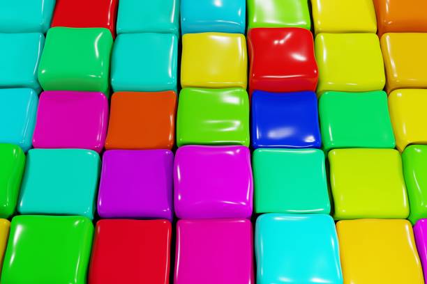 istock Abstract background with soft colored cubes. Jelly colorful cubes background 3d render. Colorful elastic boxes pattern 1472374472