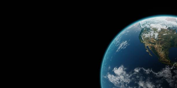 istock Beautiful earth planet on black background 3d render. Concept of climate change, dark night, cities lights, sunrise. World planet satellite, Stars, nebula and galaxy. Sunrise from outer space 1472374481