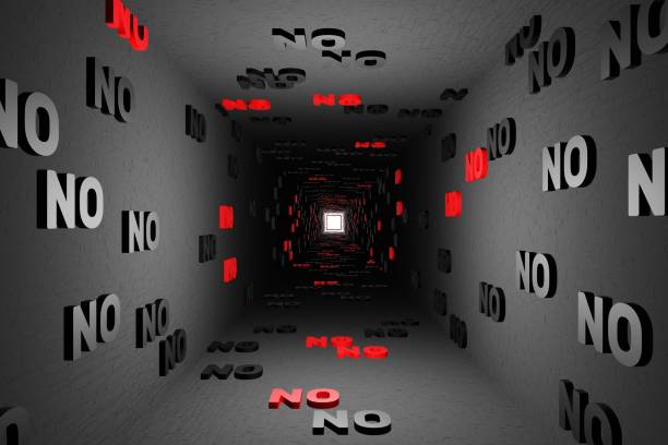 istock No symbol or nope marks in black tunnel background 3d render. Say no or dont like pattern. Negation views 1472374507