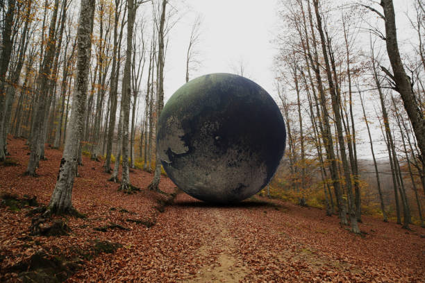 3D on photo. nature texture on computer generated on 3D circle