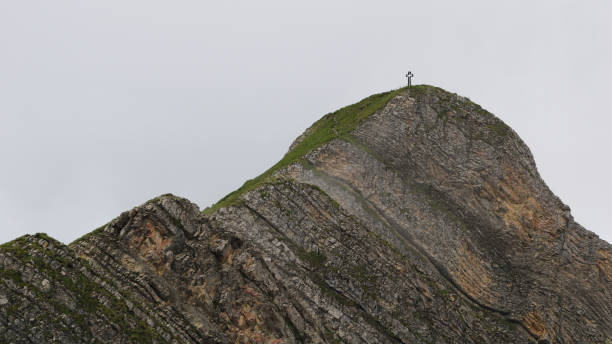 Summit of Mount Brienzer Rothorn. Layered rock. stock photo