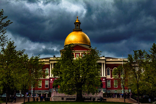 Massachusetts capital with storm brewing