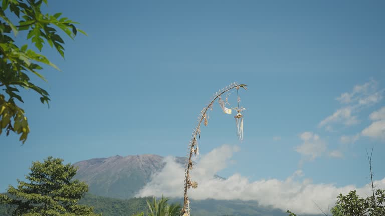 Balinese decoration Penjor for traditional Galungan Kuningan celebration