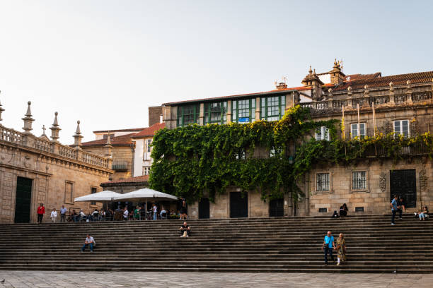 Stairs at one end of the famous Quintana de Vivos square in  Santiago de Compostela, a historial place of pilgrimage on the Way of St. James since the Middle Ages.