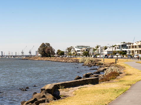 Beachside houses and walking path Williamstown Melbourne