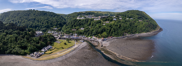 Lynmouth & Lynton, North Devon - Drone Aerial Panoramic Photo