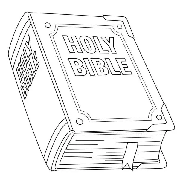 Vector illustration of Holy Bible Isolated Coloring Page for Kids
