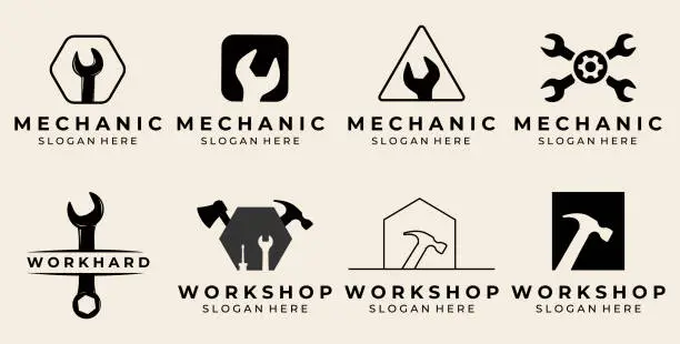 Vector illustration of set of mechanic logo vector design