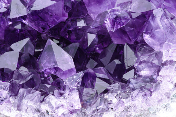 amethyst druse amethyst druse. macro detail texture background. close-up raw rough unpolished semi-precious gemstone quartz stock pictures, royalty-free photos & images