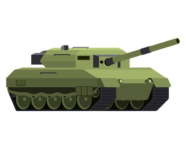 main battle tank in flat style. german military vehicle leopard 2. - leopard tank 幅插畫檔、美工圖案、卡通及圖標