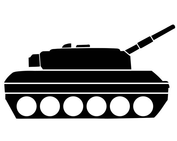 main battle tank white wheels black silhouette. german military vehicle leopard 2. - leopard tank 幅插畫檔、美工圖案、卡通及圖標