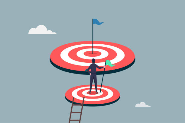 istock Success businessman climb up ladder reaching goal and looking for next bigger step, challenge achievement to higher target, the way forward or next level, bigger business goal concept 1472402975