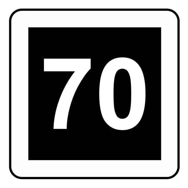 Vector illustration of Traffic signs. Road signs. Instruction road signs. Recommended maximum speed 70 km.