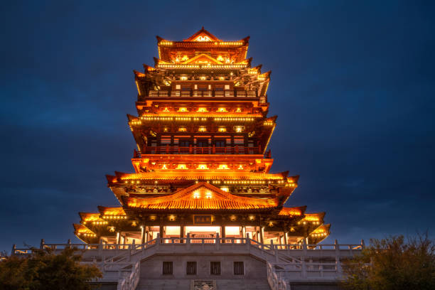 istock Night scene of ancient architecture in Suqian 1472413502