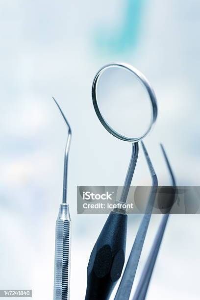 Closeup View Of Precision Dental Tools Stock Photo - Download Image Now - Blue, Curve, Dental Equipment