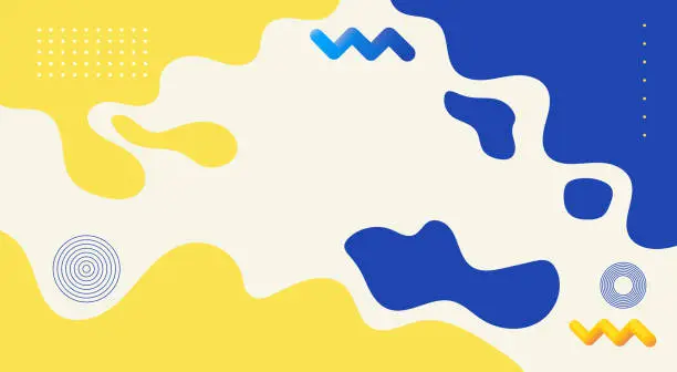 Vector illustration of Modern summer blue and yellow gradient liquid shape background design