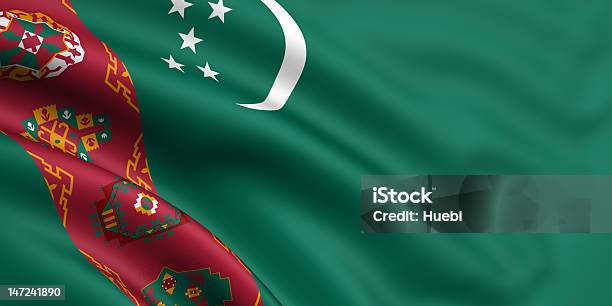 Flag Of Turkmenistan Stock Photo - Download Image Now - Flag, Horizontal, No People