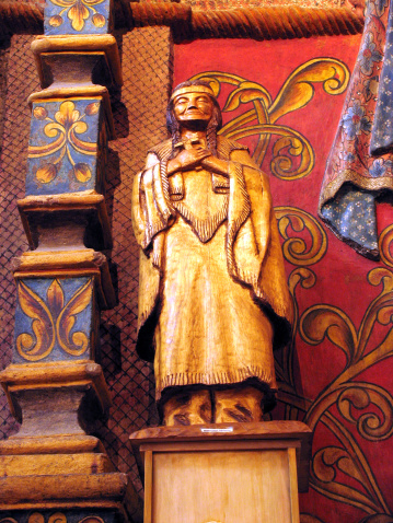 Indian statue in the church at the Mission San Xavier del Bac outside Tucson, Arizona