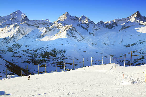 Ski Trail of Gornergrat, Switzerland stock photo