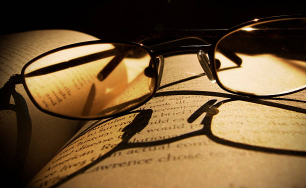 Glasses on Book stock photo