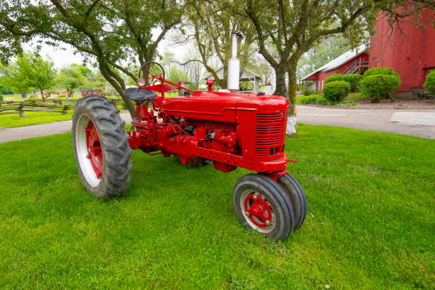 Old Red Tractor-Howard County, Indiana stock photo