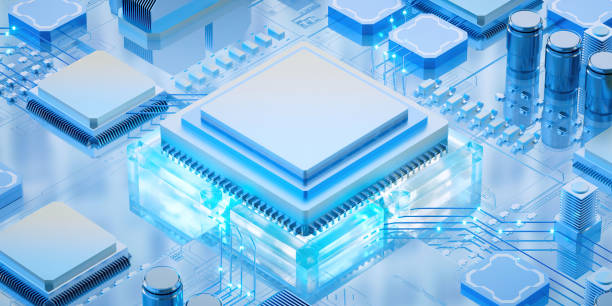 istock 3D rendering of cyberpunk AI. Circuit board. Technology background. Central Computer Processors CPU and GPU concept. Motherboard digital chip. Tech science background. 1472428486