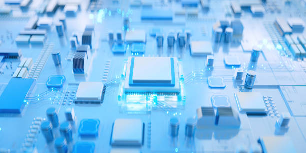 istock 3D rendering of cyberpunk AI. Circuit board. Technology background. Central Computer Processors CPU and GPU concept. Motherboard digital chip. Tech science background. 1472428507